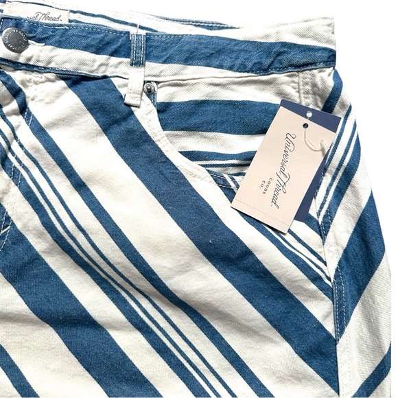 Universal Thread Denim Blue and Cream Striped Skirt Women's Striped Denim Mini - Picture 6 of 9